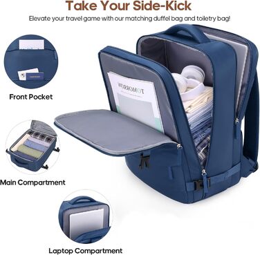 Набір валіз та рюкзака, полікарбонат, ручна валіза, набір з 3 шт (20 дюймів), з TSA-замком, для авіаперельотів (Блакитний)