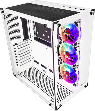 Ігровий корпус Talius Cronos Frost ATX з гартованим склом, ARGB вентиляторами Iris, білий колір