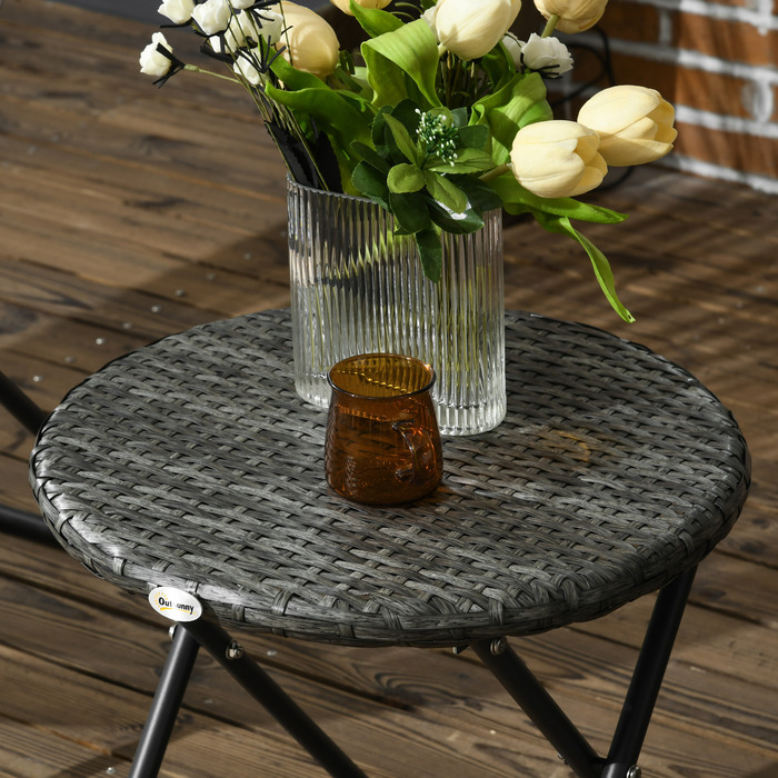Балконний набір HOMCOM Folding Garden Set з журнальним столиком і 2 стільцями, включаючи подушки, сталевий сірий для патіо та саду