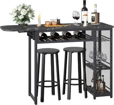 Набір барного столу з 2 табуретами, стіл-бар для кухні, вітальні, кафе в індустріальному стилі (чорний)