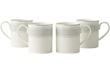 Набір чашок кави umi від Domopolis з 4 високоякісними порцеляновими класичними візерунками зі срібною стрічкою, низький