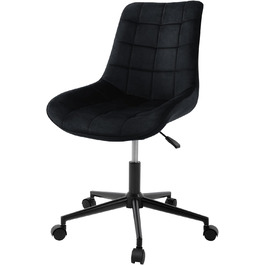 Офісне крісло ML-Design, чорне, оксамитове, металевий каркас, регульоване по висоті, поворотне на 360