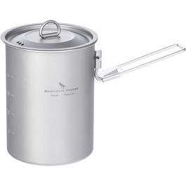 Титанковий казанок iBasingo 900мл з кришкою - казанок для кемпінгу, приготування їжі на відкритому повітрі, подорожей та пікніків