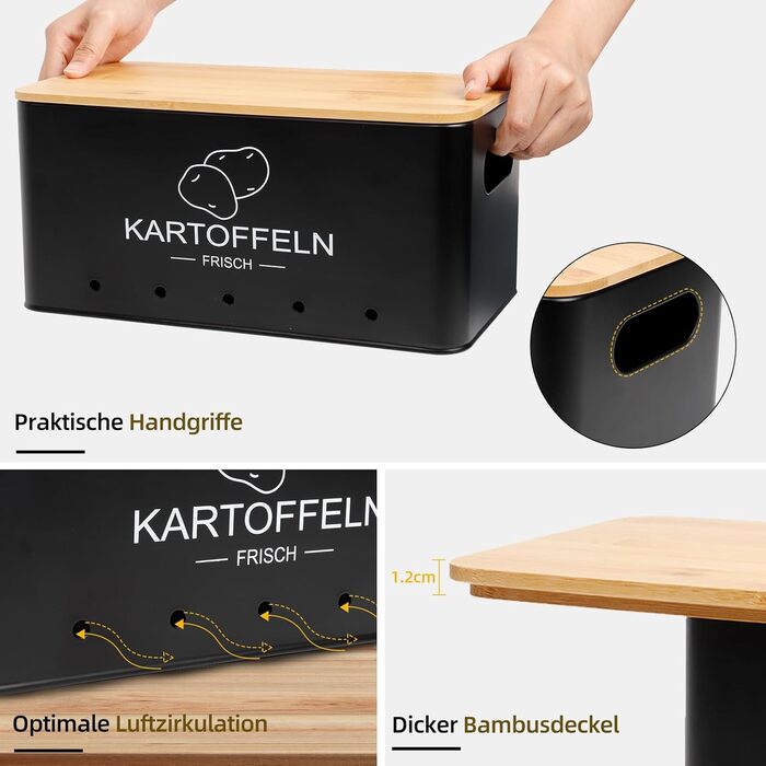 Набір контейнерів для зберігання картоплі, цибулі та часнику - 3 шт. (Бежевий, прямокутний)