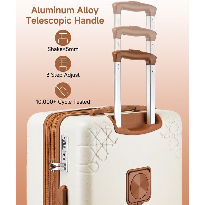Набір валіз Sea Choice 3 шт. з жорстким корпусом, розширюваний, легкий, з TSA замком, бежевий
