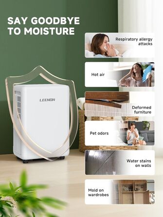 Електричний осушувач повітря 12L/день з таймером, фільтром та захистом від дітей. Тиха робота, смарт-режим, економія енергії, проти цвілі та вологи.