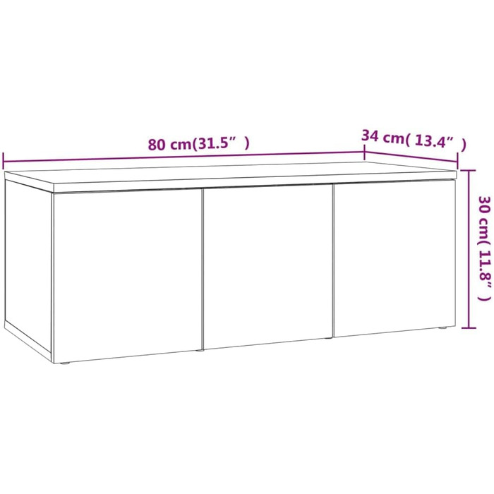 Тумба під телевізор з 3 шухлядами Низька дошка для телевізора Меблі Сервант під телевізор Тумба під телевізор Шафа HiFi 80x34x30 см Інженерна деревина (копчений дуб)