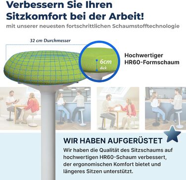 Ергономічний стілець-хокер для офісу та дому, регульована висота 55-80 см, зелений, з ефектом балансування