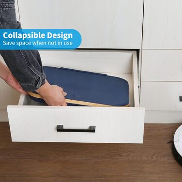 Кошик для білизни з кришкою Efluky, 100 л, блакитний, XL, з бамбуковими ручками та внутрішніми кишенями для сортування