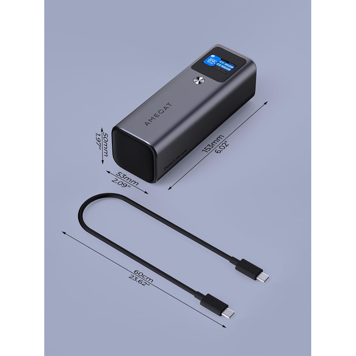 Вт, Power Bank 27600 мАг, зовнішній акумулятор USB C, 3 порти, цифровий дисплей, швидка підзарядка 140 Вт, для ноутбуків, планшетів, смартфонів, навушників тощо, 140