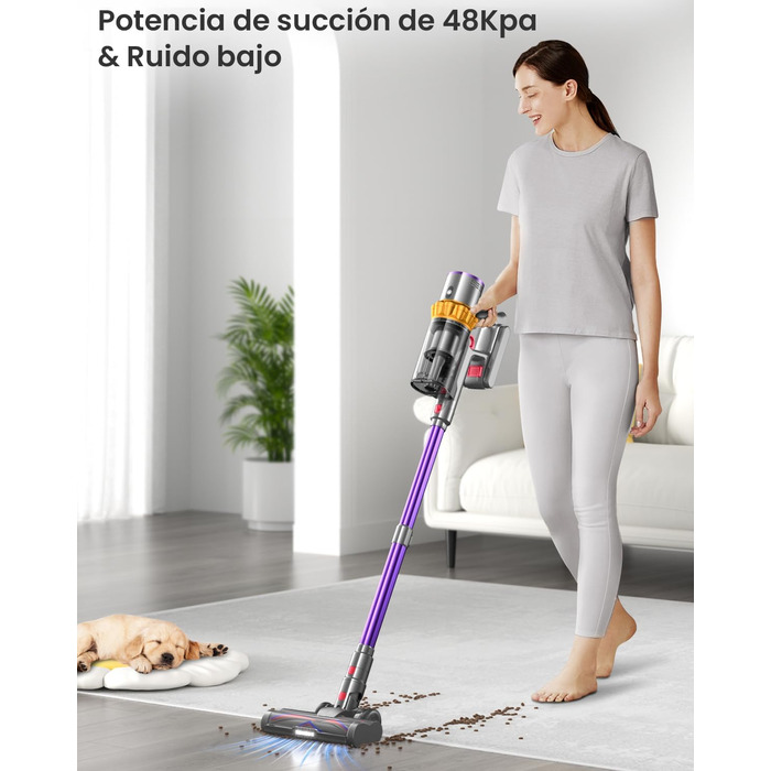 Бездротовий пилосос Anyson 45000Pa потужністю 550W з LED-дисплеєм та антизаплутувальною насадкою, об'єм 1.6L, для твердих поверхонь, килимів та видалення шерсті тварин (L)