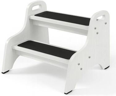 Дерев'яний дитячий стільчик Tritthocker з 2 сходинками, неслизький, для ванної та кухні, скандинавський дизайн, колір: натуральний (білий)