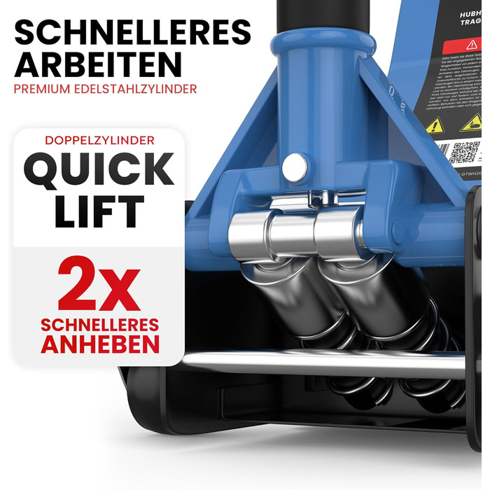 Гідравлічний домкрат 3T низькопрофільний 75-505мм з гумовими накладками для легкових авто та SUV – професійний, на колесах 360° (блакитний)