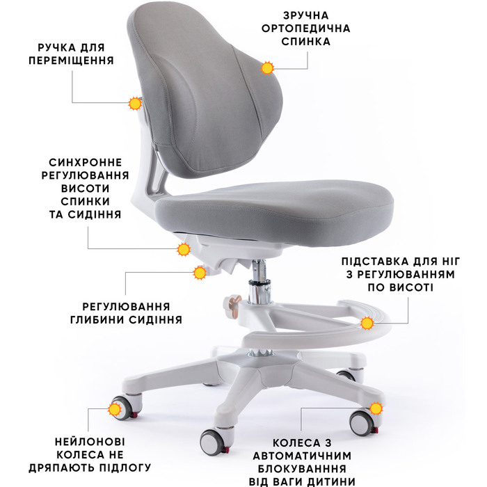 Дитяче крісло Evo-Kids Mio Classic Grey (арт.Y-405 G)