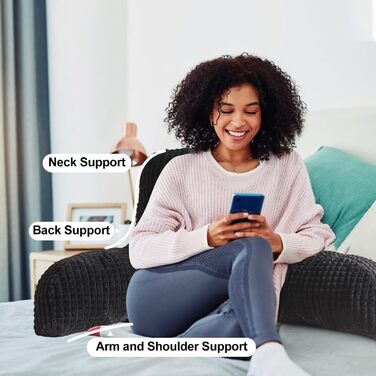 Крісло-мішок Holawakaka для дорослих з підлокітниками та спинкою, чорний, великий - для читання, відпочинку та роботи за ноутбуком