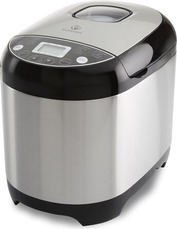 Nutrilovers Brotbackautomat з нержавіючої сталі: 19 програм, 3 розміри хліба, таймер, рецепти