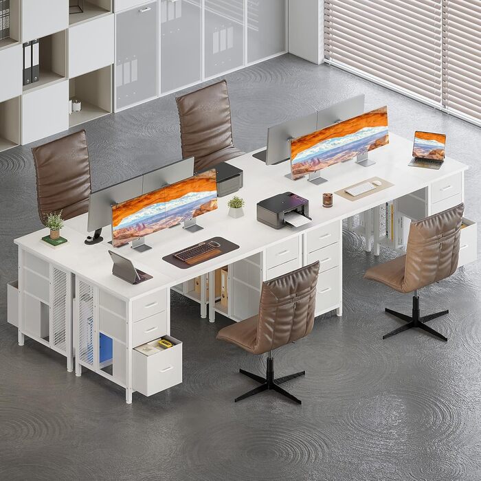 Комп'ютерний стіл Coleshome з 6 шухлядами, 160x52 см, білий для дому та офісу