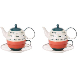 Х НОВИЙ чай teemando для одного набору Frieder керамічний, 4 шт. и горщик 0,4 л, чашка 0,2 л 2 х чай для одного, 2 шт., 2