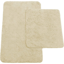 Фірмові килимки для ванної 2 набори складаються з килимка для ванної близько 50/80 см і килимка для унітазу близько 45/50 см - Колір (2 набори близько 50 х 80 см / 45 х 50 см, бежевий)