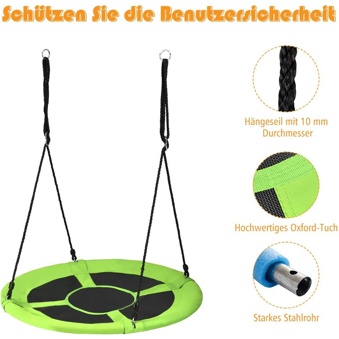 Шоукель DREAMADE для саду: регульована висота, φ100 см, до 150 кг, для дітей та дорослих (зелений)