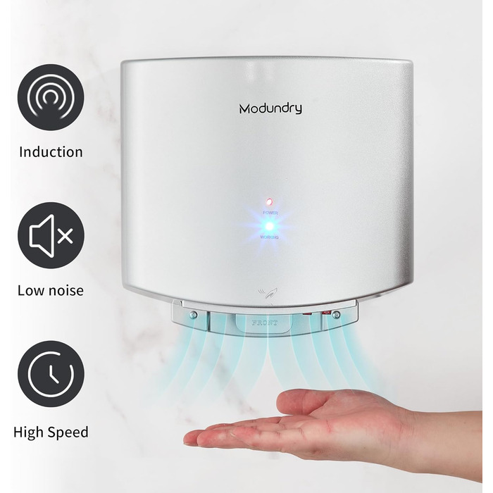 Автоматичний електричний сушар для рук настінний - для дому та офісу (срібляний)