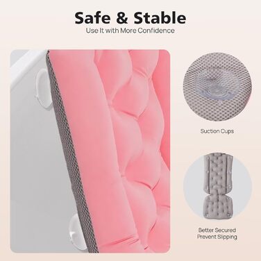 М'який килимок для ванни 113x40 см з подушкою для тіла, ергономічна підставка для голови, спини та шиї (синій/рожевий)