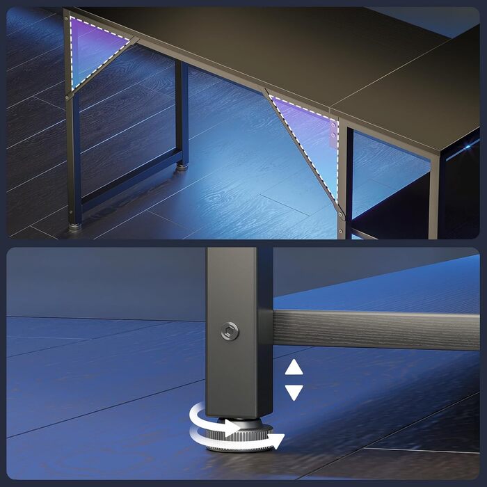 Ігровий стіл Coleshome 120x70 см, кутовий, з відкидною полицею, чорний