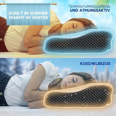Ортопедична подушка для шиї IDEA з Memory Foam - для сну на боці, спині та животі, зменшує біль в шиї, 62x34.5x12/8 см