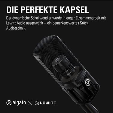 Elgato Wave DX — динамічний XLR-мікрофон для подкастів, стрімінгу та трансляцій, кардіоїдна діаграма, шумозаглушення, не потребує підсилювача, сумісний з Mac/PC