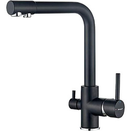Змішувач для раковини для фільтра для води, 3-х ходовий змішувач для кухні з високим виливом 317 мм, чорний, 22109B