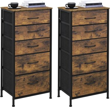 Комод з 5 шухлядами WOLTU SSK004whe, для спальні, вітальні, передпокою, з металевим каркасом та ДСП, вінтажний дизайн (чорний, 2)