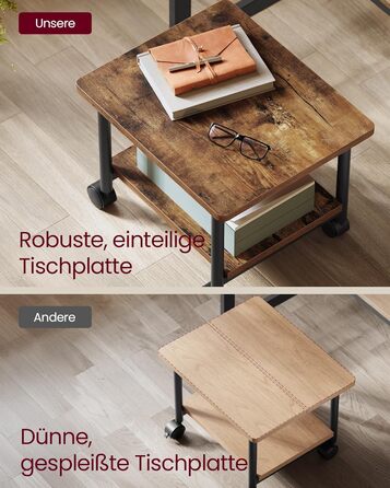 Столик для принтера VASAGLE на колесах, з полицею, для офісу та дому, індустріальний стиль, вінтажний колір, OPS002B01V1