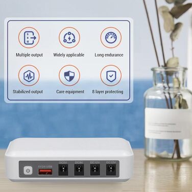 ДБЖ (UPS) з акумулятором, 6000 мАг, резервне живлення з інтелектуальною LED-індикацією, 5 В, 9 В, 12 В вихід, багатофункціональний захист, неперервна подача живлення (EU-штекер)