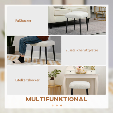 Табурет для макіяжу HOMCOM Footstool Square Ottoman Cashmere Look зі сталевими ніжками для вітальні Спальні кремовий 42x42x47см