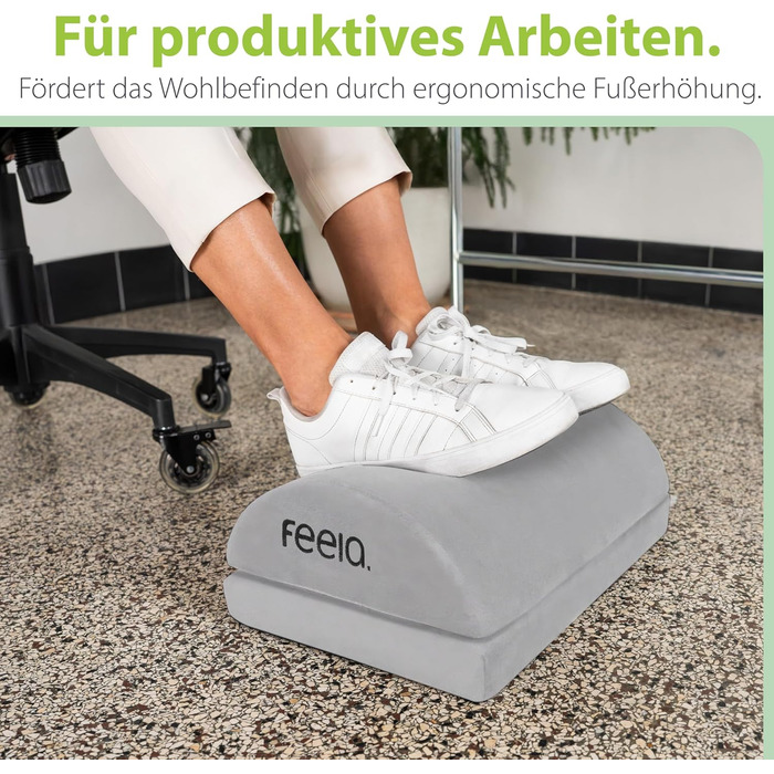 Підставка для ніг під стіл Feela® – ергономічна підставка для ніг, footrest, foot rest, срібна. Без термосумки