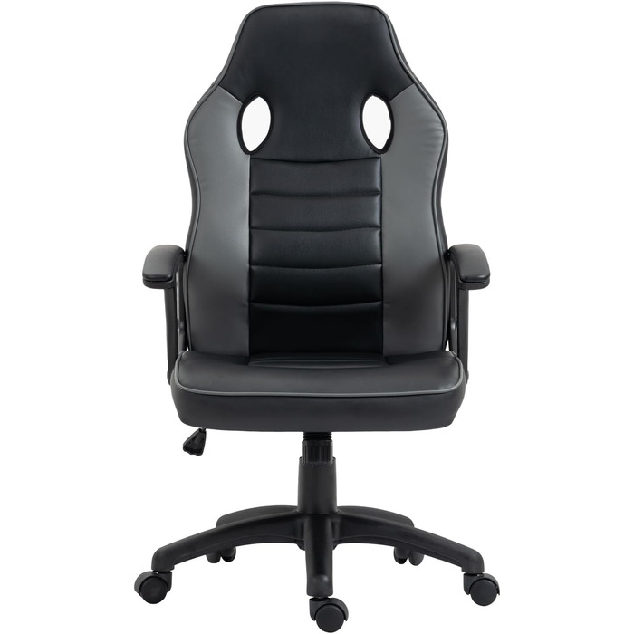 Ігрове крісло SVITA Гоночне крісло Ергономічне крісло для ПК з регульованою висотою з високою спинкою Діти Підлітки (чорний/сірий)