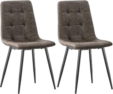 LEWE Комплект обідніх стільців для кухні та їдальні, сучасний дизайн, металеві ніжки, м'яке сидіння з технічної тканини (2 шт., темно-коричневий)