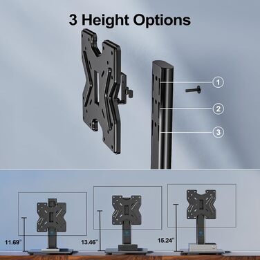 Настінний кріплення для телевізора PERLESMITH - поворотний, для 19-43 дюймів LCD/LED/PC моніторів, регульована висота, скло, VESA 200x200 мм
