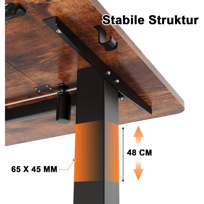 Електричний регульований стіл JUMMICO Standing Desk, висота регулюється, з функцією пам'яті, білий (180 x 80 см, коричневий)