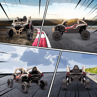 Дитячий електромобіль 12V, позашляховик, з дистанційним керуванням, світлодіодними фарами, музикою, гудком, для дітей 3-8 років, жовтого кольору