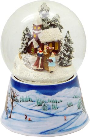 Шнеекюгель Різдвяна Прогулянка: Ностальгійна Зимова Пейзаж на Підставці з Мелодією, 100 мм, 20099