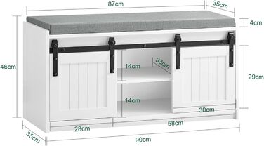 Лавка для взуття SoBuy FSR153-W з сидінням і зберіганням, розсувні двері, BHT 80x49x30см, біла