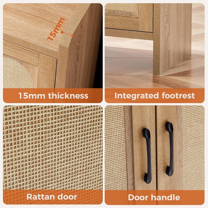 Шафа для взуття 5-ти ярусна у стилі Фармхаус з 2 дверцятами, самостійна шафа для взуття з регульованими полицями та металевими куточками для прихожого та коридору, білий (Ротен Браун, Коричневий)