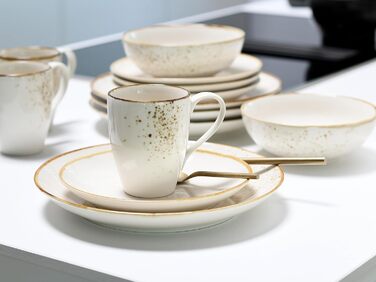 Серія Nature Collection Natural Living, набір посуду з 12 предметів, набір тарілок з кераміки, можна мити в посудомийній машині та мікрохвильовій печі, якісне виробництво (комбінована послуга 16 предметів), 14779