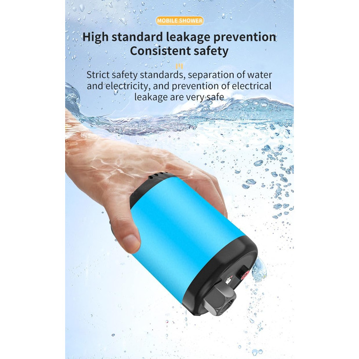 Мобільний душ для кемпінгу з насосом та акумулятором 7800mAh, регульованою лійкою та шлангом. Ідеально для піших прогулянок, кемпінгу та подорожей