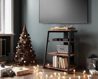 Стійка FITUEYES HiFi Wood & Steel, Поворотний стіл, регульована полиця, 652x78 см Горіх