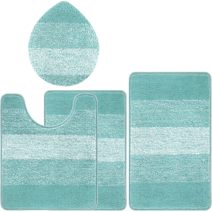 Набір килимків для ванної кімнати Bsmathom, 4 шт., з кришкою для унітазу, м'які, вбираючі, нековзні, машинне прання, килимок з U-подібною контуром, коврик для унітазу, помаранчевий/блакитно-зелений (Відтінок раю)