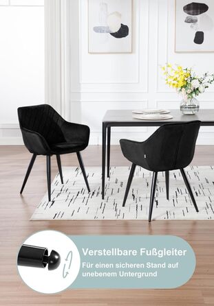 Набір обідніх стільців WOLTU 2 шт. з м'якими сидіннями, зелені, з металевими ніжками. Підходять для кухні, вітальні, їдальні.