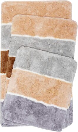Килимок для ванної кімнати Rio Marina: м'який, пухнастий, антиковзний, 70 x 120 см, лосось/сірий/коричневий