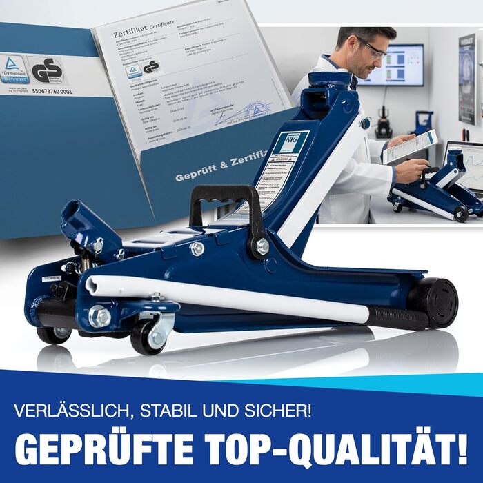 Гідравлічний домкрат NTG 2T для легкових авто та занижених транспортних засобів, 85-375 мм, вантажопідйомність 2000 кг